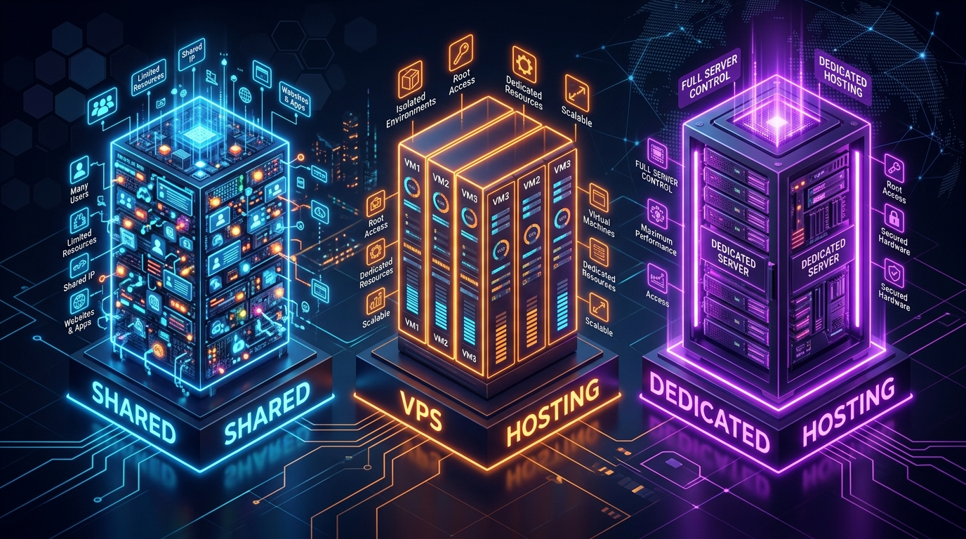 Shared vs VPS vs Dedicated Hosting Explained